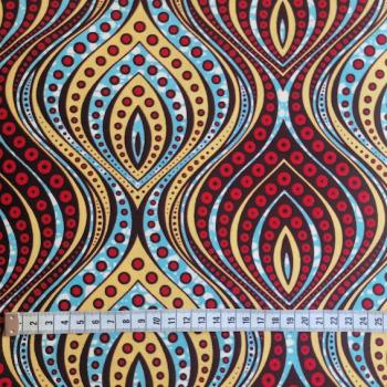 Preview: Afrikanischer Wax Print Stoff Baumwolle RED BLUE DIAMONDS